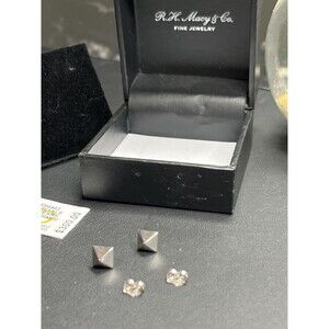 NWT Carla/Nancy B for Macys 14K White Gold 6mm pyramid post stud earrings